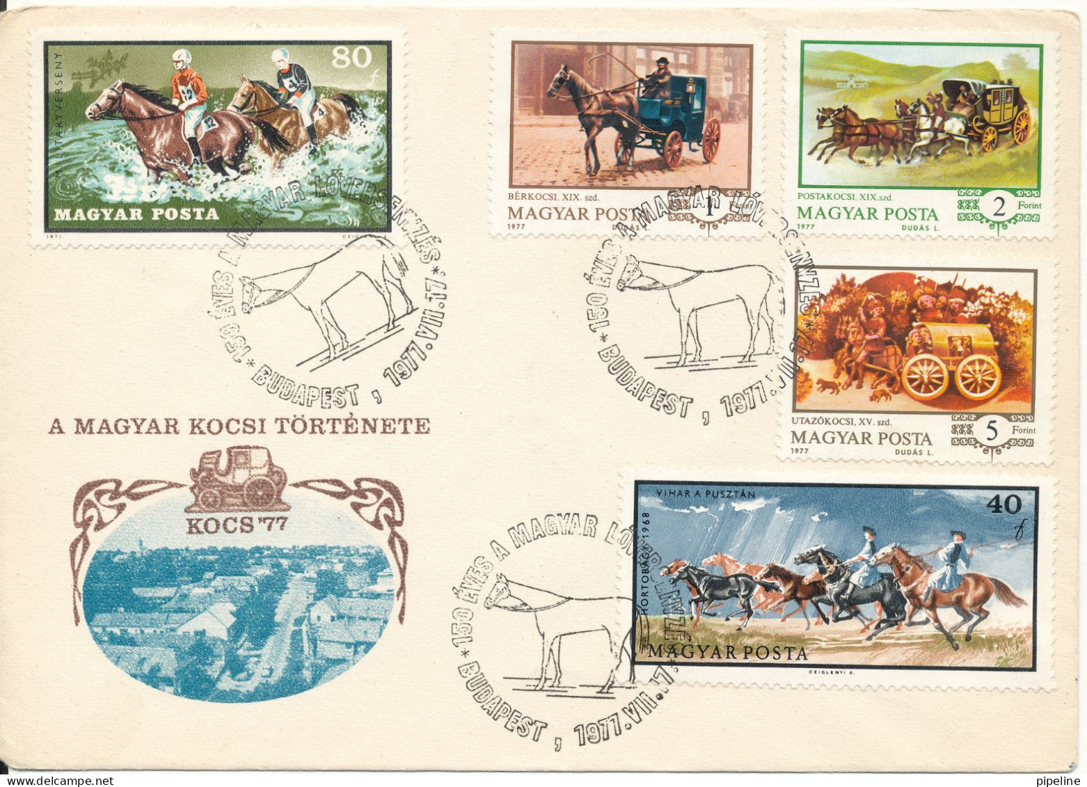 Hungary Cover With Special Postmark Budapest 17-7-1977 Stagecoach Horses With Cachet - Briefe U. Dokumente