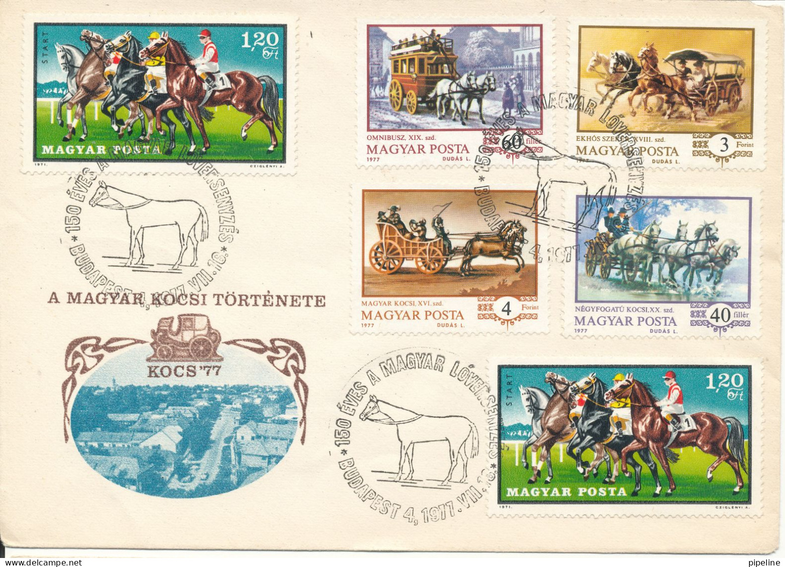 Hungary Cover With Special Postmark Budapest 16-7-1977 Stagecoach Horses With Cachet - Storia Postale