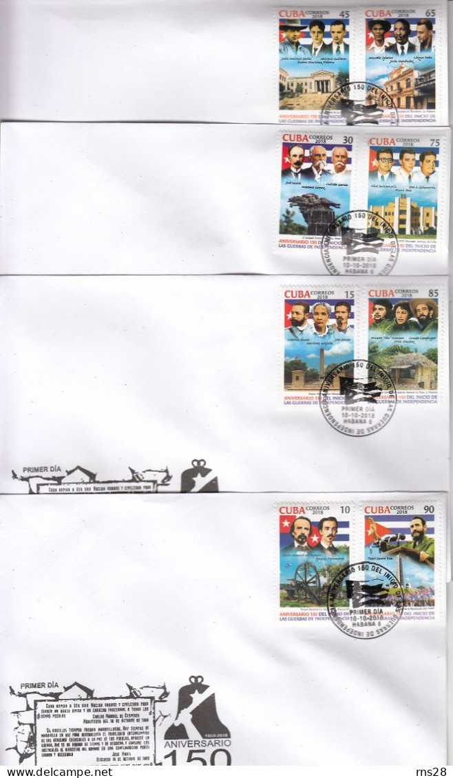 CUBA 2018  Scott  6091-98     150e Independence  FDC - FDC