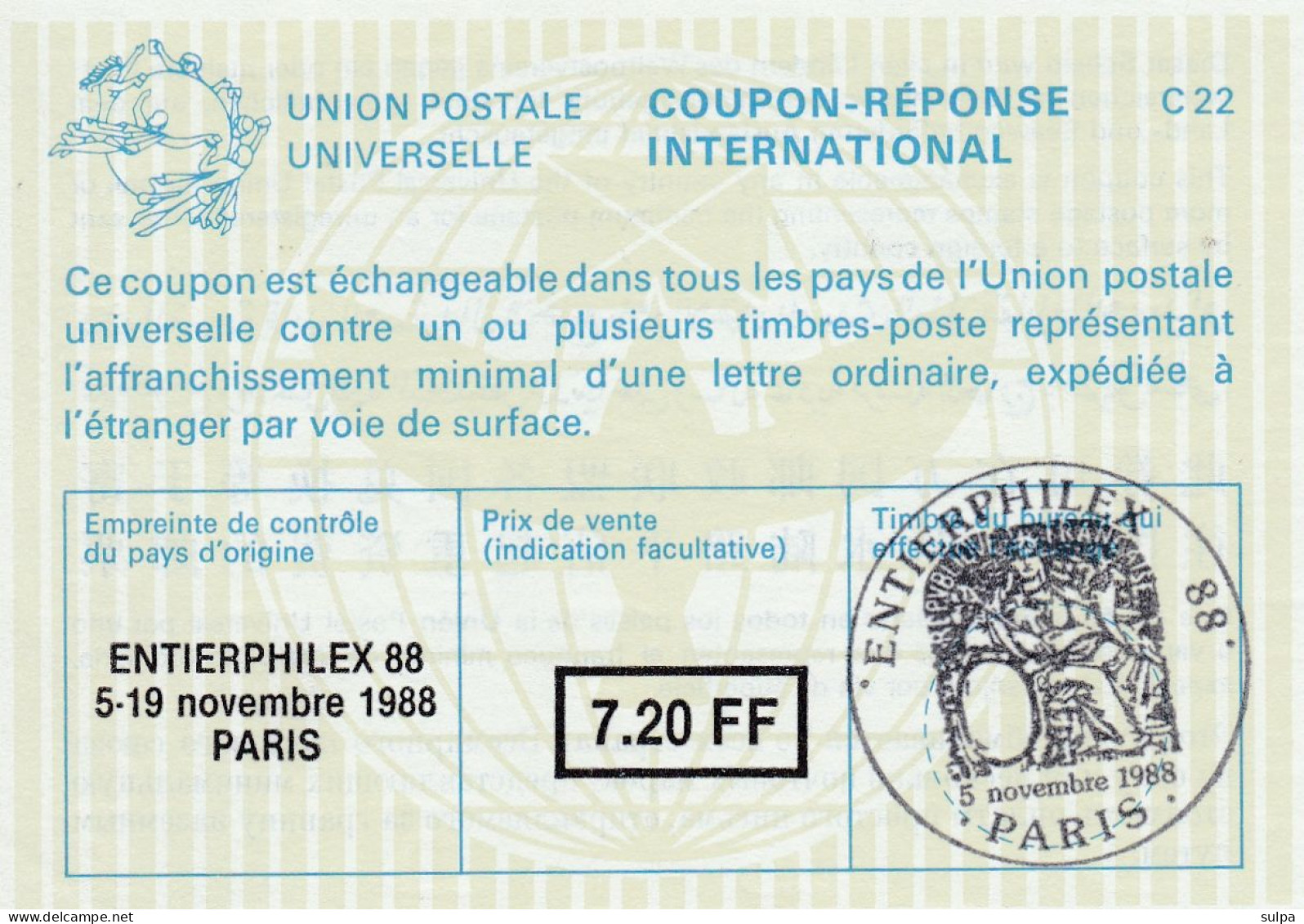 Coupon-réponse PARIS 1988 - Antwoordbons