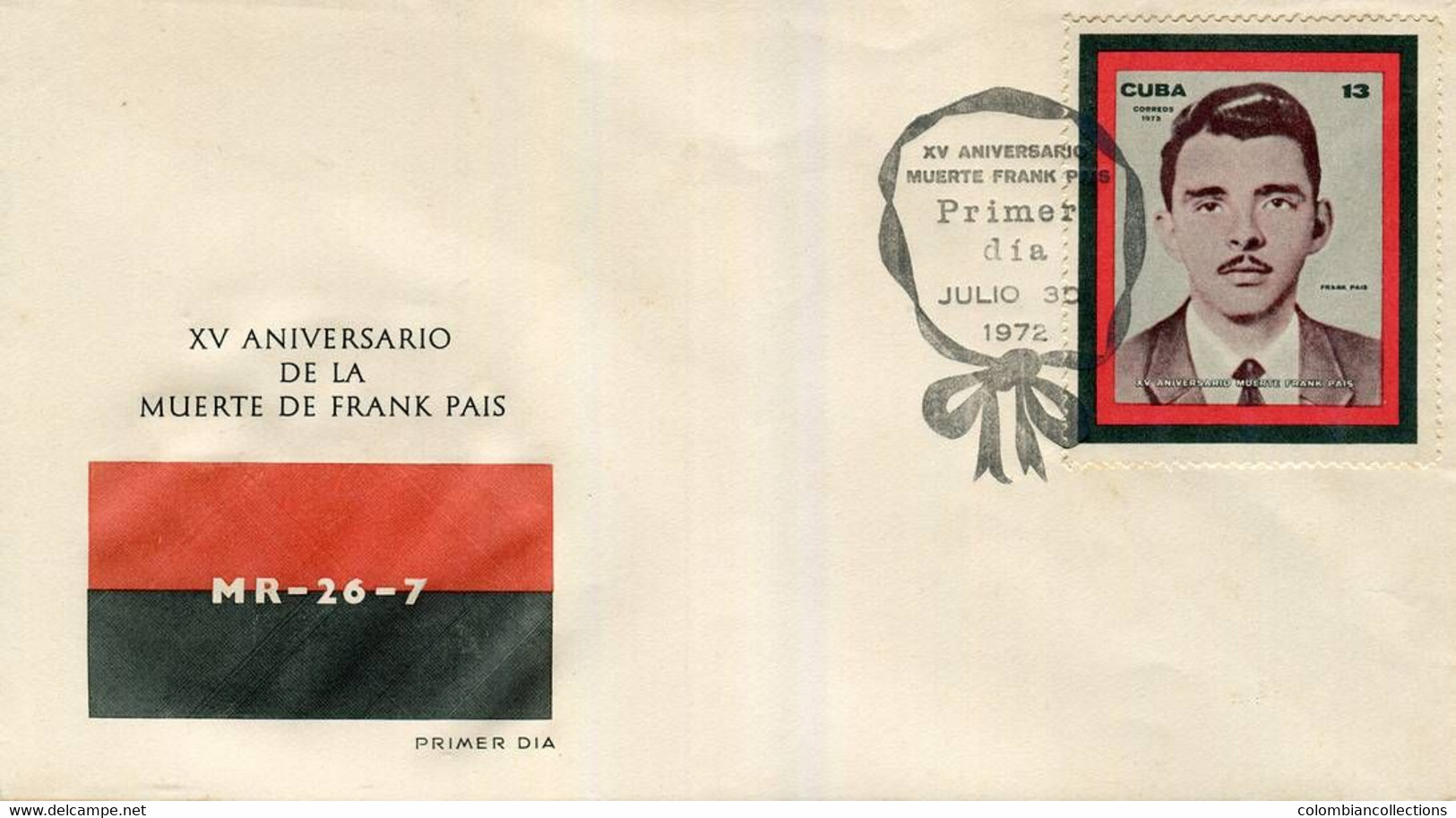 Lote CU1972-1F, Cuba, 1972, SPD- FDC, XV Aniversario De La Muerte De Frank Pais, Revolution - FDC