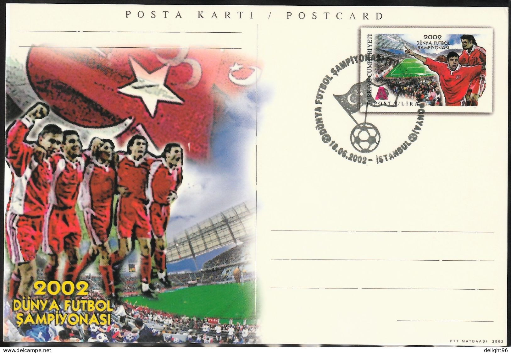 2002 Turkey Round Of 16 Match Vs. Japan At FIFA World Cup In South Korea-Japan Commemorative Cancellation On PSC - 2002 – Corée Du Sud / Japon