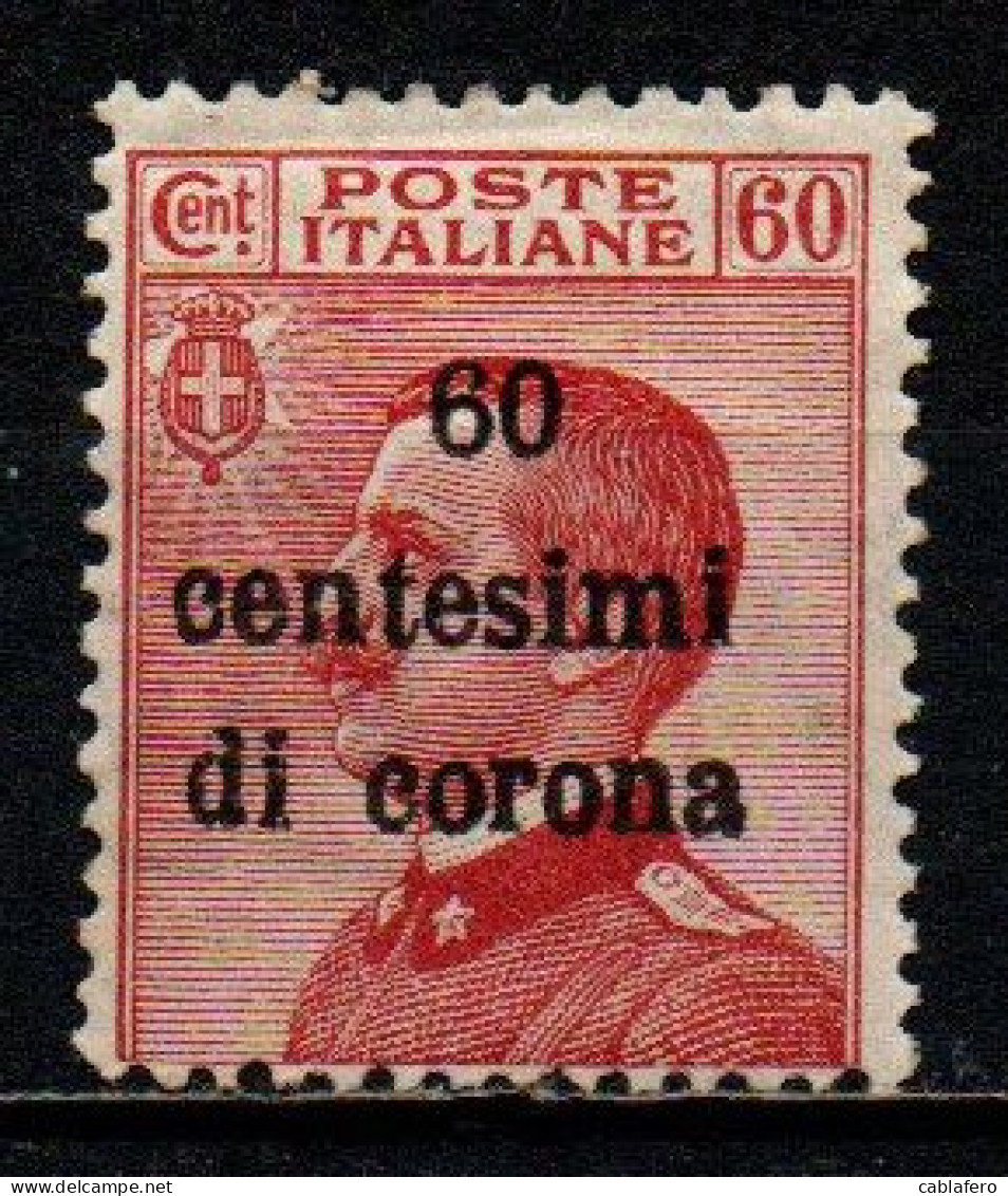 ITALIA - TRENTO E TRIESTE - 1919 - FRANCOBOLLI D'ITALIA CON SOVRASTAMPA - VALORE DA 60 CENT. - MH - Trento & Trieste