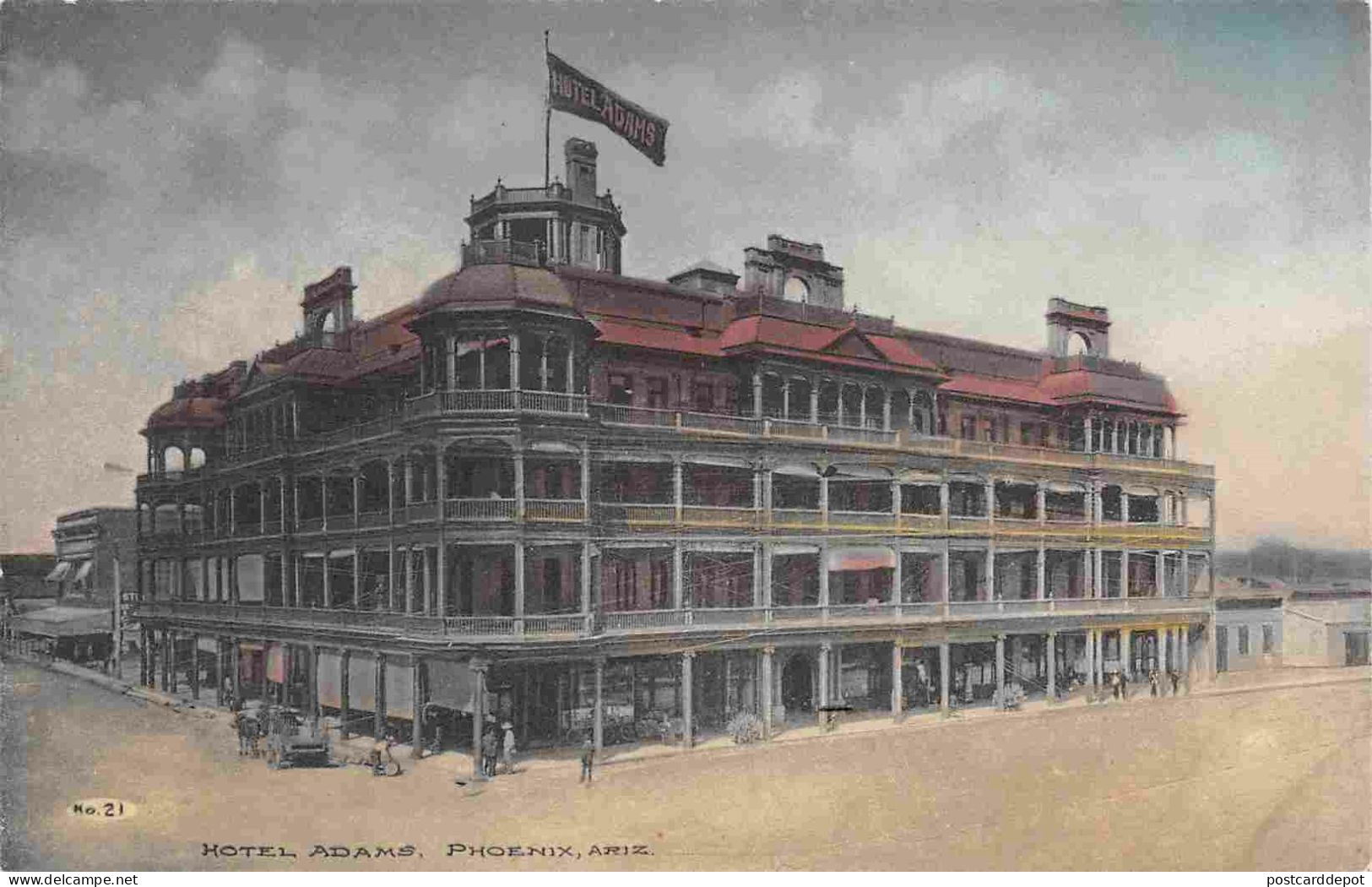 Hotel Adams Phoenix Arizona 1910c Albertype Hand Colored Postcard - Phoenix