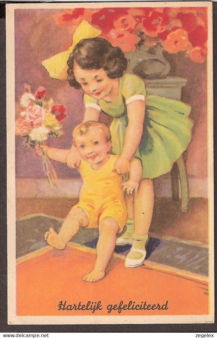 Jolie Carte Fantaisie - 1943 - Les Premier Pas - Dessins D'enfants
