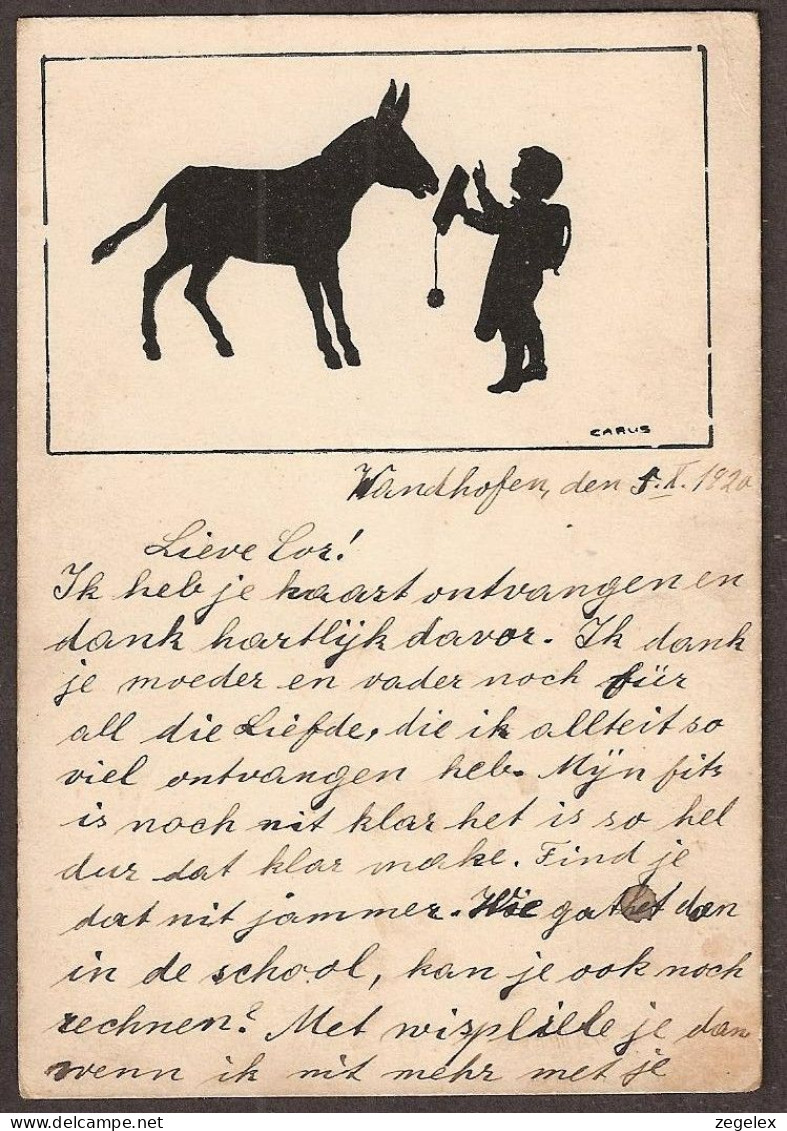 Garçon Avec Un âne. - Illustrateur Carus - Silhouette - Boy With Donkey. 1920 - Silhouettes