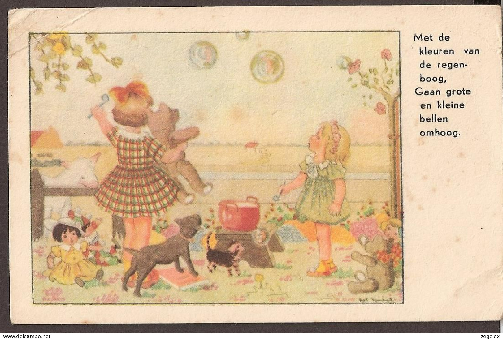 1938 - Des Enfants, Ours En Peluche, Dolls, Bear, Dog And Cat. - Dessins D'enfants