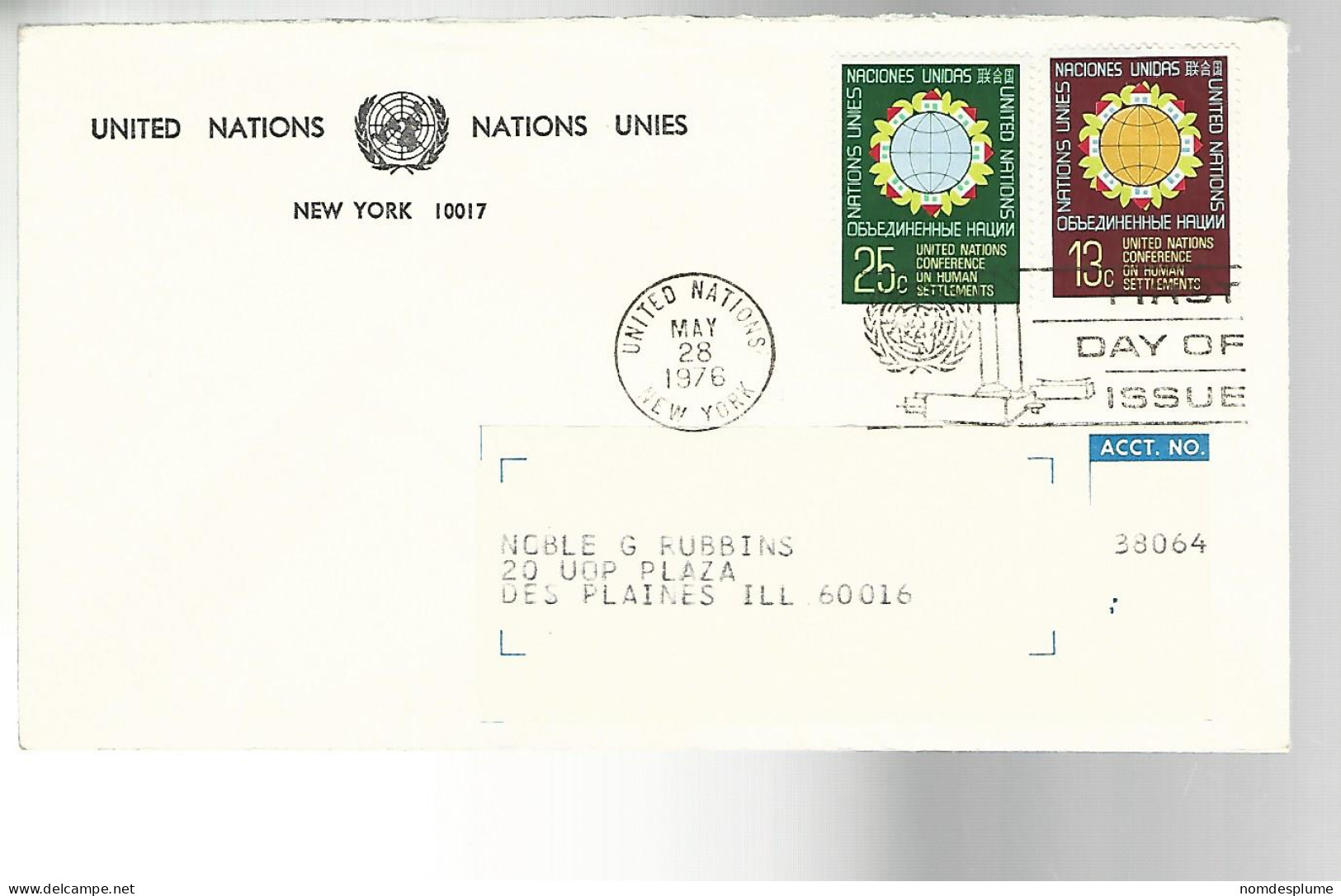 52609 ) United Nations FDC  Stationery Postmark 1976 New York - Gebraucht