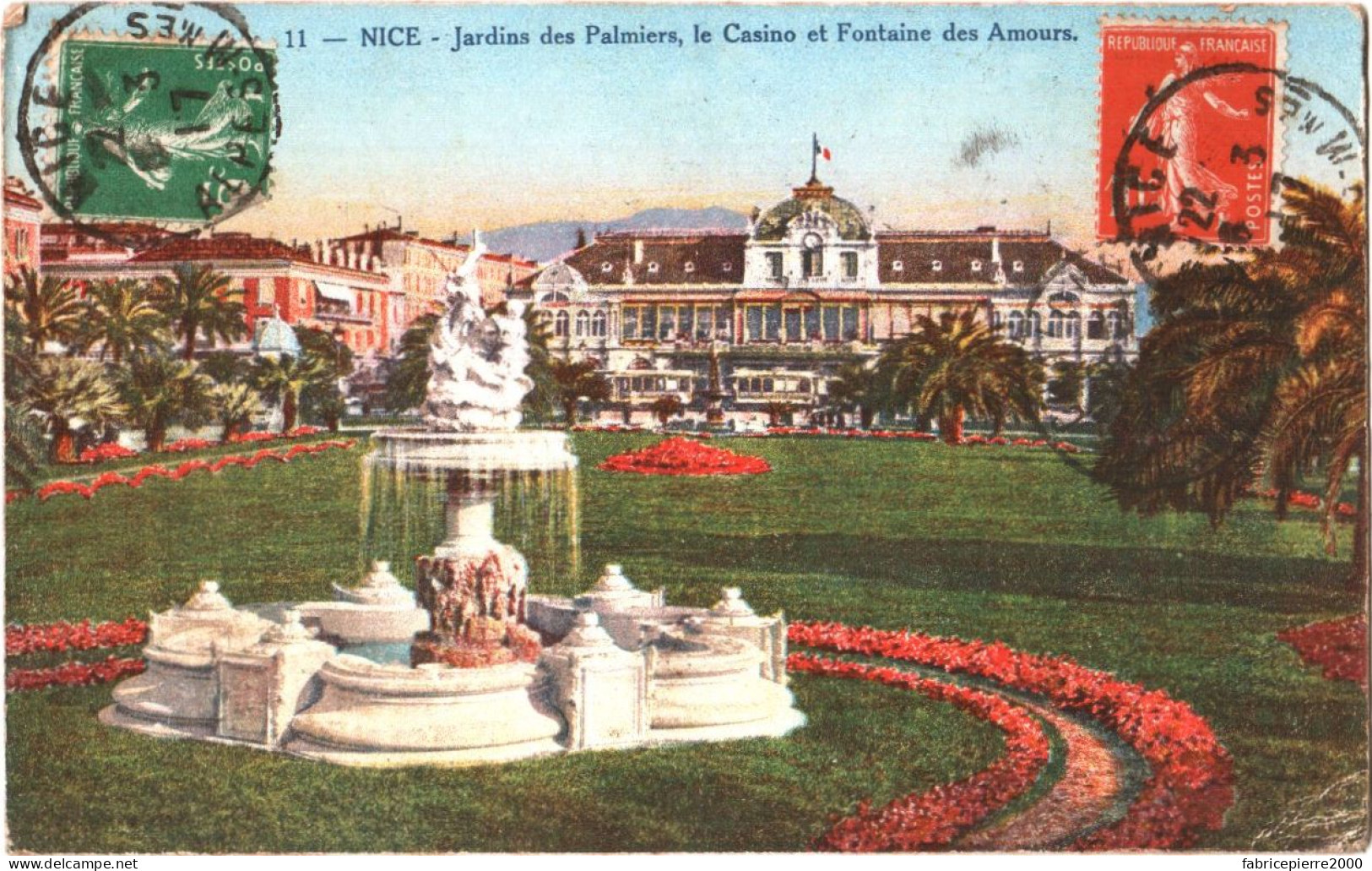 CPA 06 (Alpes-Maritimes) Nice - Jardin Des Palmiers, Le Casino Municipal Et La Fontaine Des Amours, Couleur éd. Giletta - Casinos