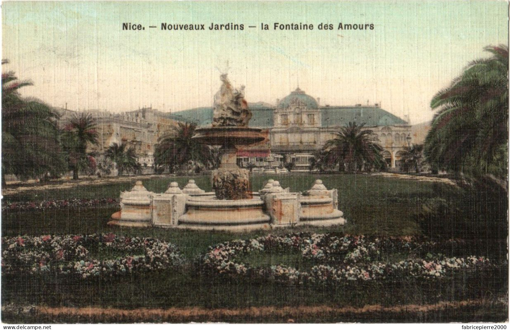 CPA 06 (Alpes-Maritimes) Nice - Nouveaux Jardins, La Fontaine Des Amours, Devant Le Casino Municipal TBE Toilée Couleur - Casinos