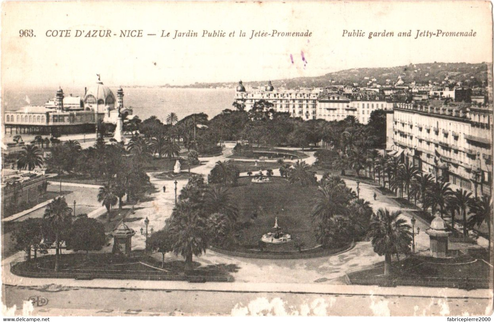 CPA 06 (Alpes-Maritimes) Nice - Jardin Public Et Le Palais-Casino De La Jetée-Promenade. Au Fond, L'Hôtel Négresco 1916 - Casinos