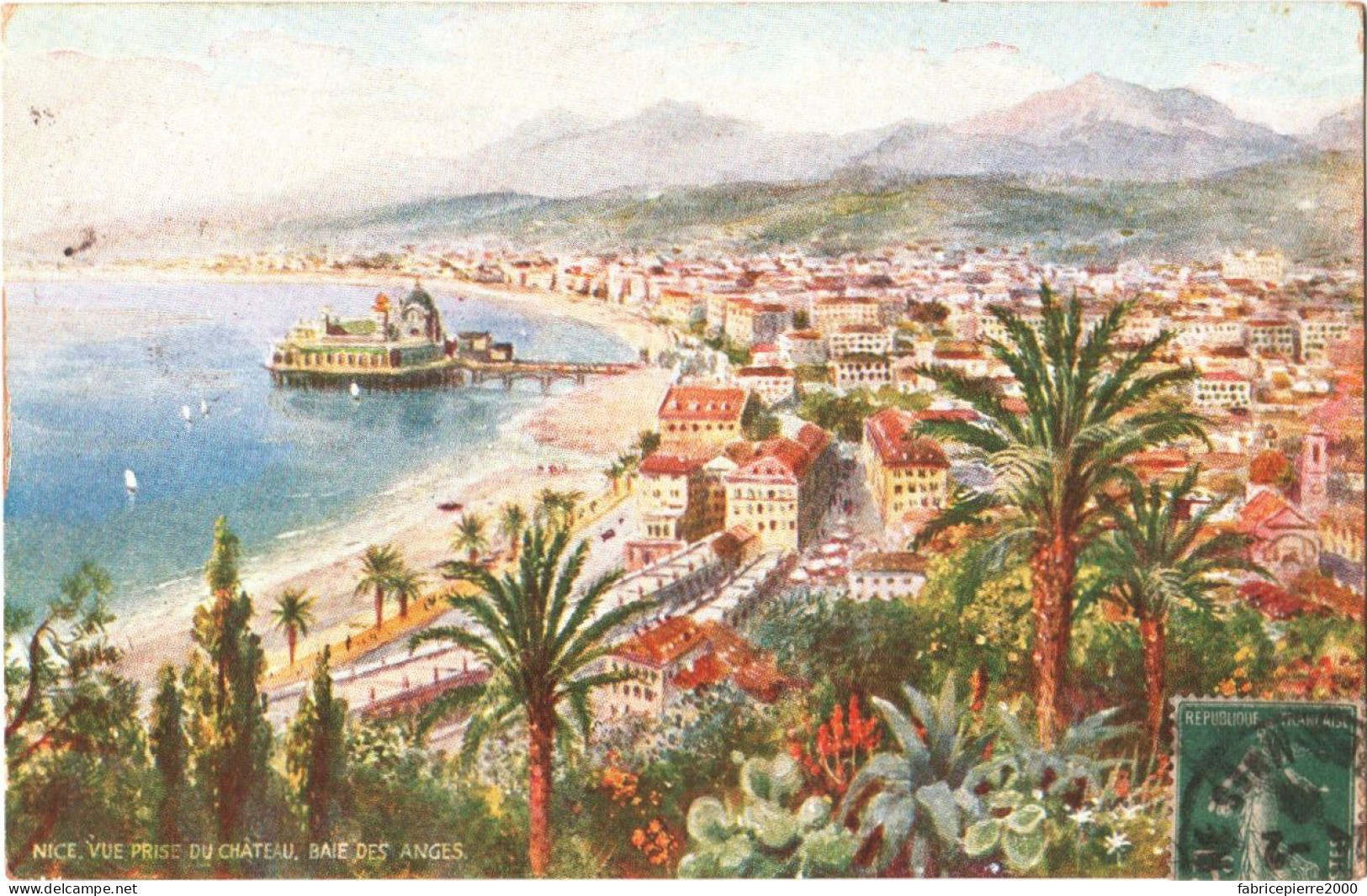 CPA 06 (Alpes-Maritimes) Nice - Le Palais De La Jetée Et La Baie Des Anges Vue Prise Du Château TBE Couleur Tuck Oilette - Casinos