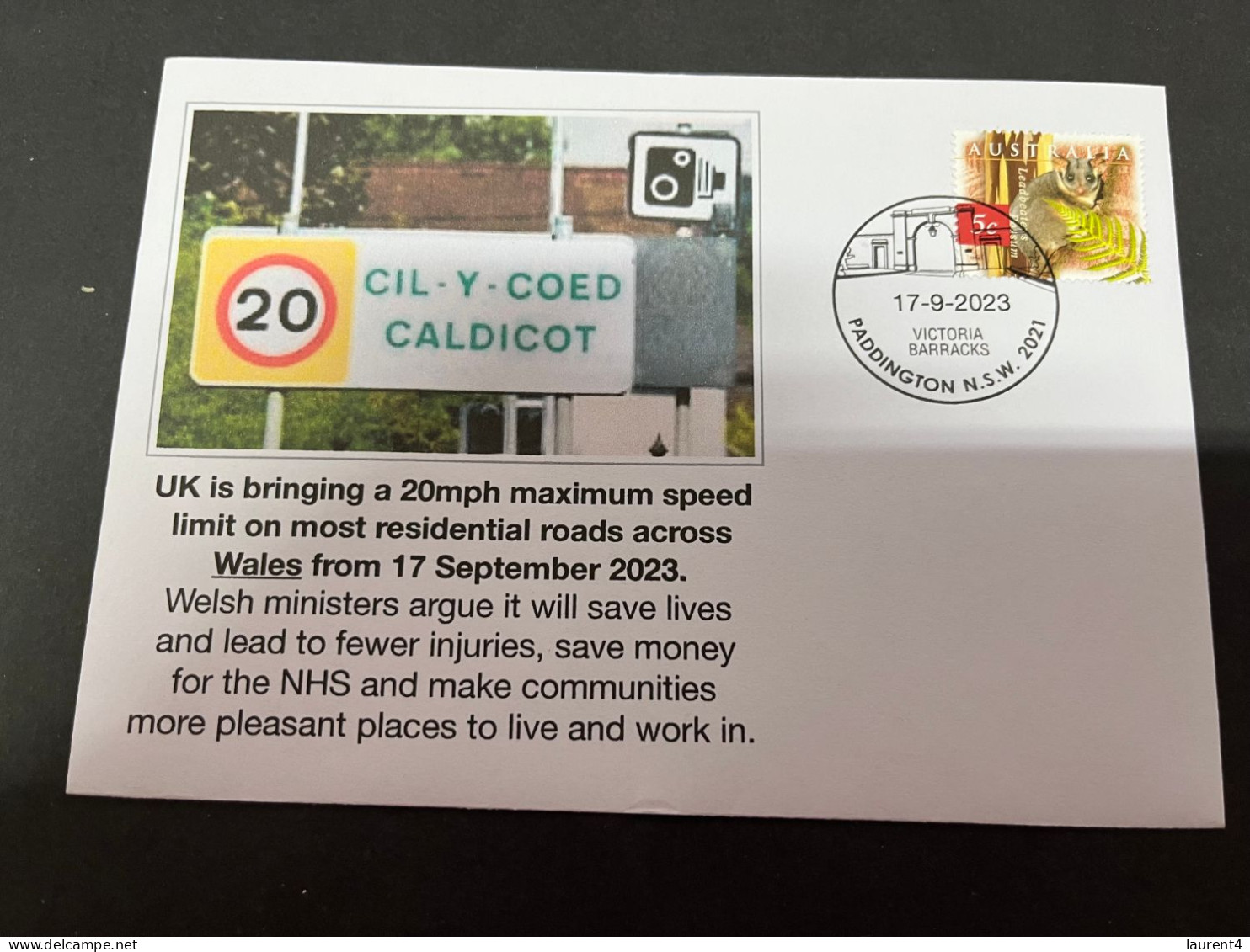 18-9-2023 (1 U 26) UK - Wales Is Bringing Down Maximum Speed To 20 Mph In All Of Wales Town From 17 Sept 2023 - Otros & Sin Clasificación