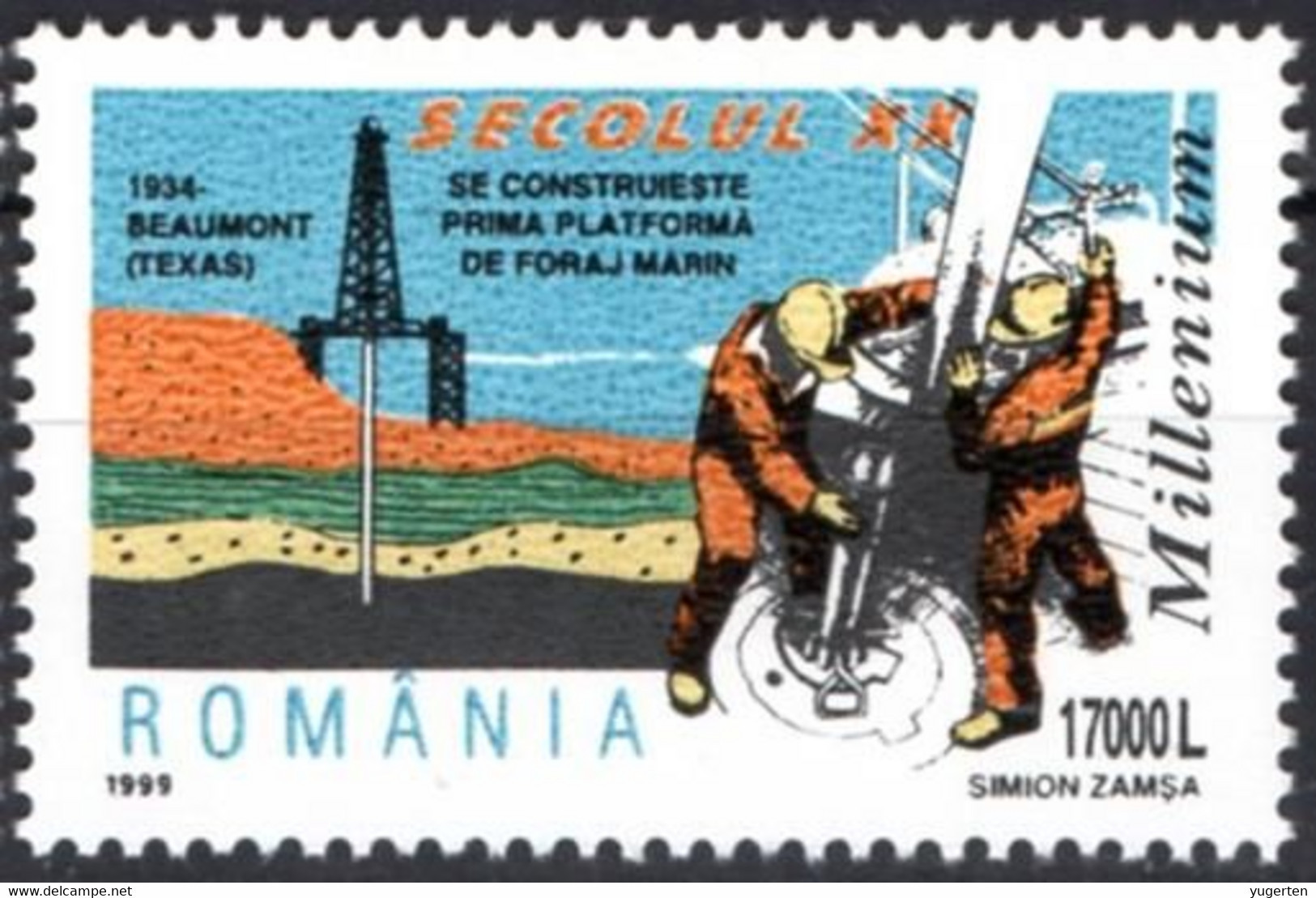 ROMANIA 1999 - 1v - MNH - Oil Rigs. First Marine Drilling Platform In Texas 1934 - Öl - Petróleo - Il Petrolio - Pétrole - Aardolie