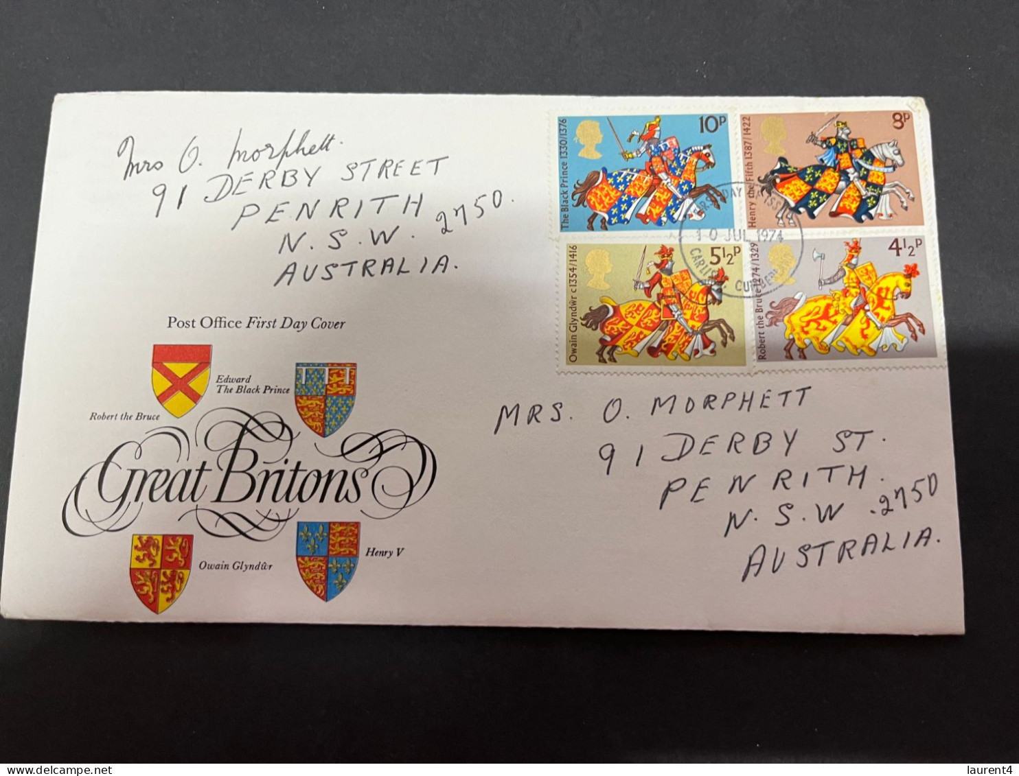 18-9-2023 (1 U 30) UK FDC Cover (1 Cover) 1974 (posted To Australia) Great Britons - 1971-1980 Decimal Issues