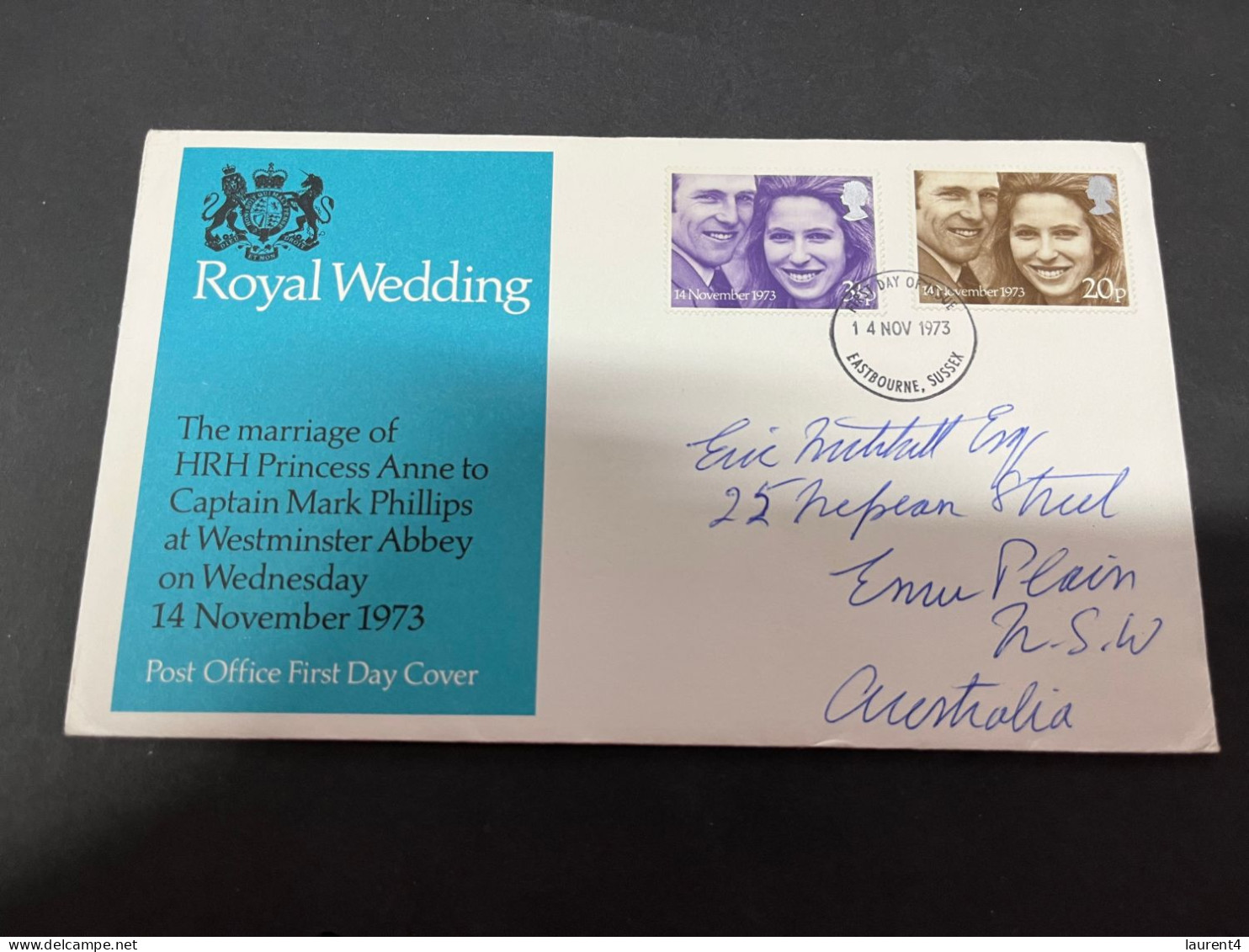 18-9-2023 (1 U 30) UK FDC Cover (1 Cover) 1973 (posted To Australia) Royal Wedding - 1971-1980 Decimal Issues