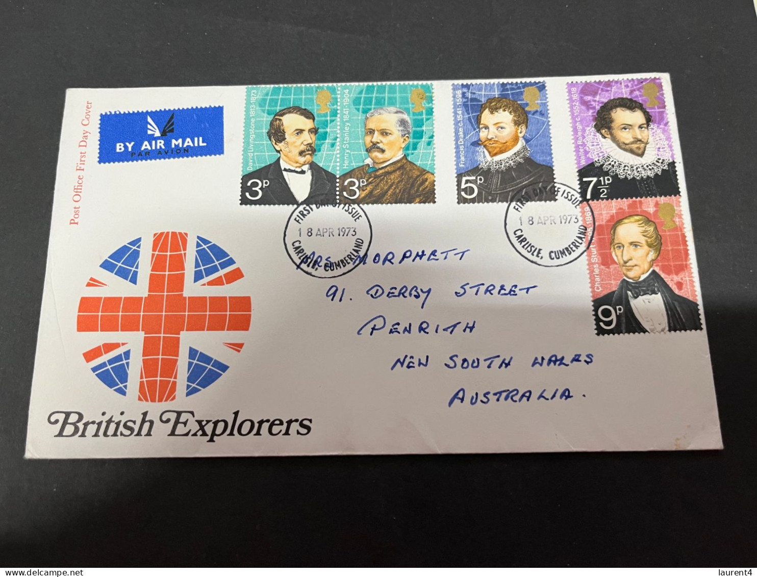 18-9-2023 (1 U 30) UK FDC Cover (1 Cover) 1973 (posted To Australia) British Explorers - 1971-1980 Decimal Issues