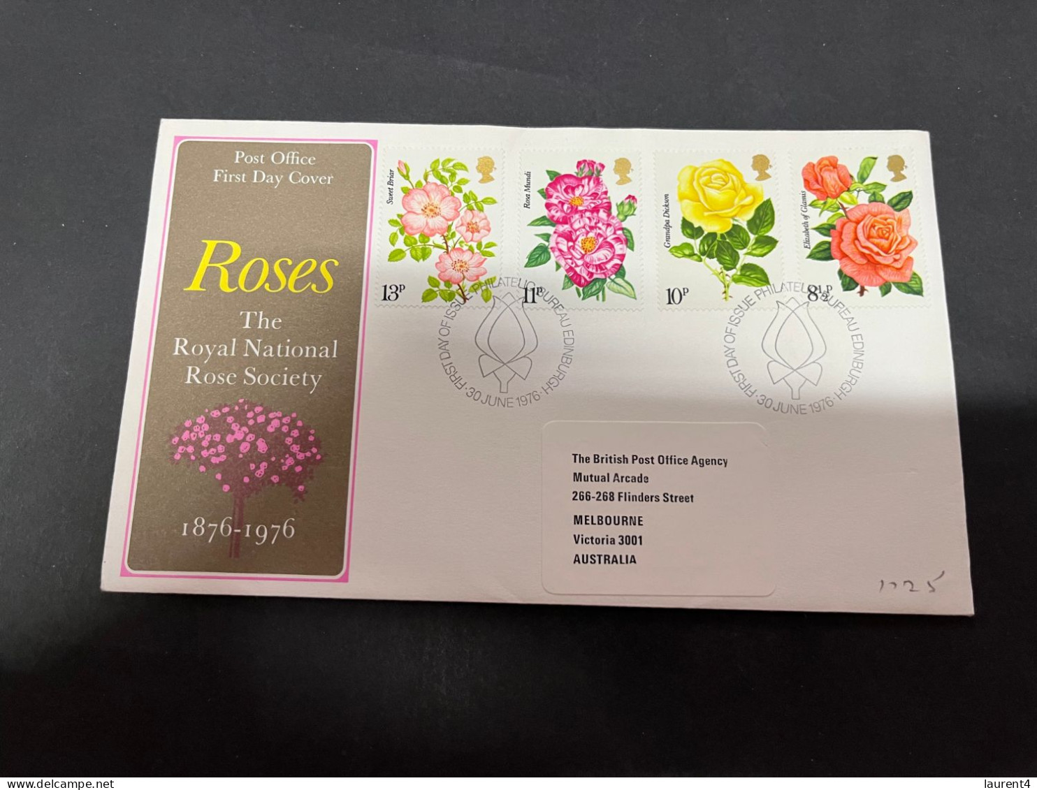 18-9-2023 (1 U 30) UK FDC Cover (1 Cover) 1976 (posted To Australia) Roses - 1971-1980 Decimal Issues