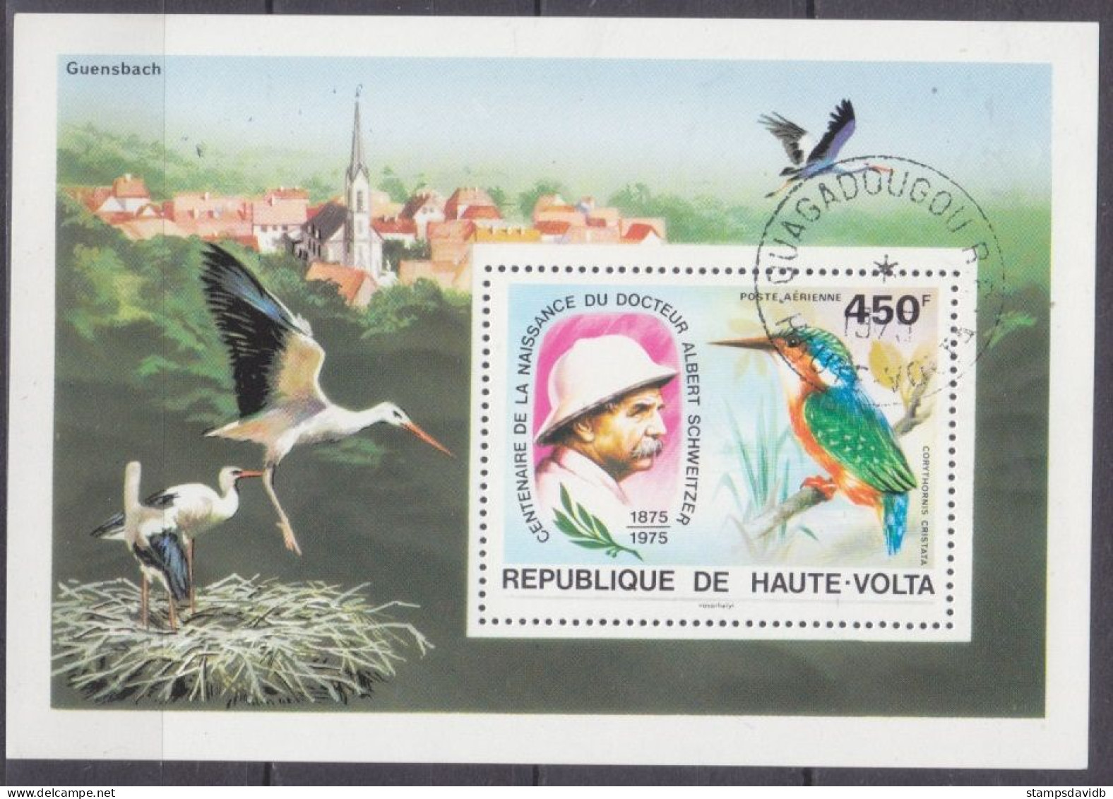 1975 Upper Volta 580/B35 Used Birds / Nobel Laureates 2,50 € - Specht- & Bartvögel