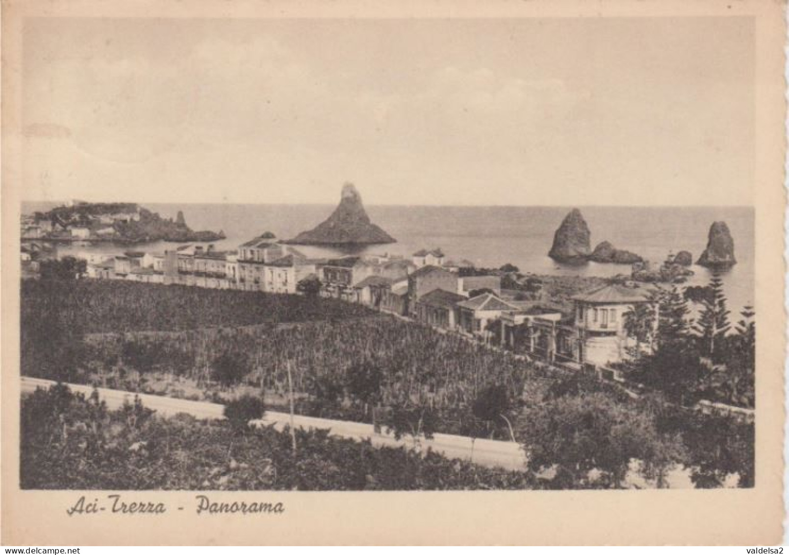 ACI TREZZA - DINTORNI DI ACI CASTELLO E ACIREALE - CATANIA - PANORAMA CON I FARAGLIONI - 1947 - Acireale