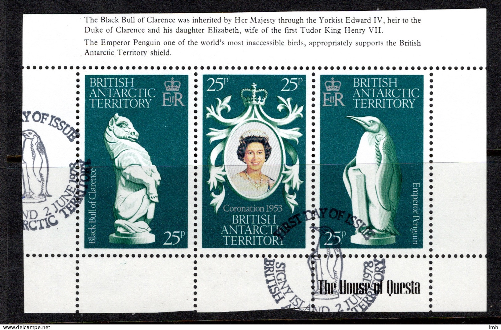 1977 British Antarctic Territory,  25th Anniversary Of The Coronation 1953. Miniature Sheet. Emperor Penguin. VFU - Used Stamps