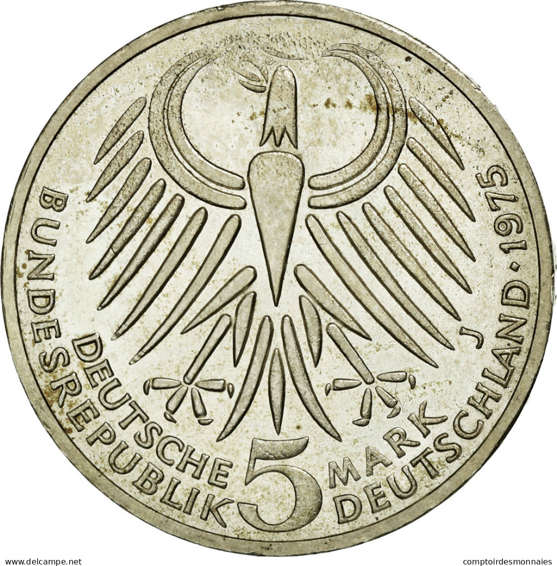 Monnaie, République Fédérale Allemande, 5 Mark, 1975, Hamburg, Germany, SUP+ - 5 Mark