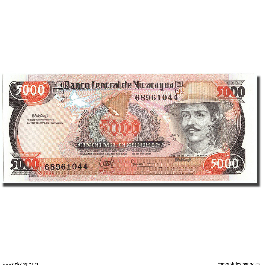 Billet, Nicaragua, 5000 Cordobas, 1985, 1985-06-11, KM:146, NEUF - Nicaragua