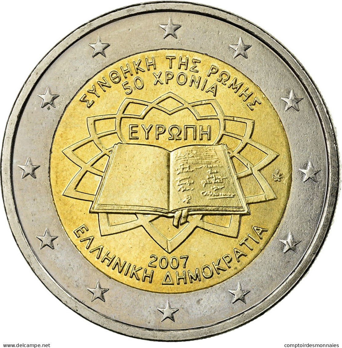 Grèce, 2 Euro, Traité De Rome 50 Ans, 2007, SPL, Bi-Metallic, KM:216 - Grèce