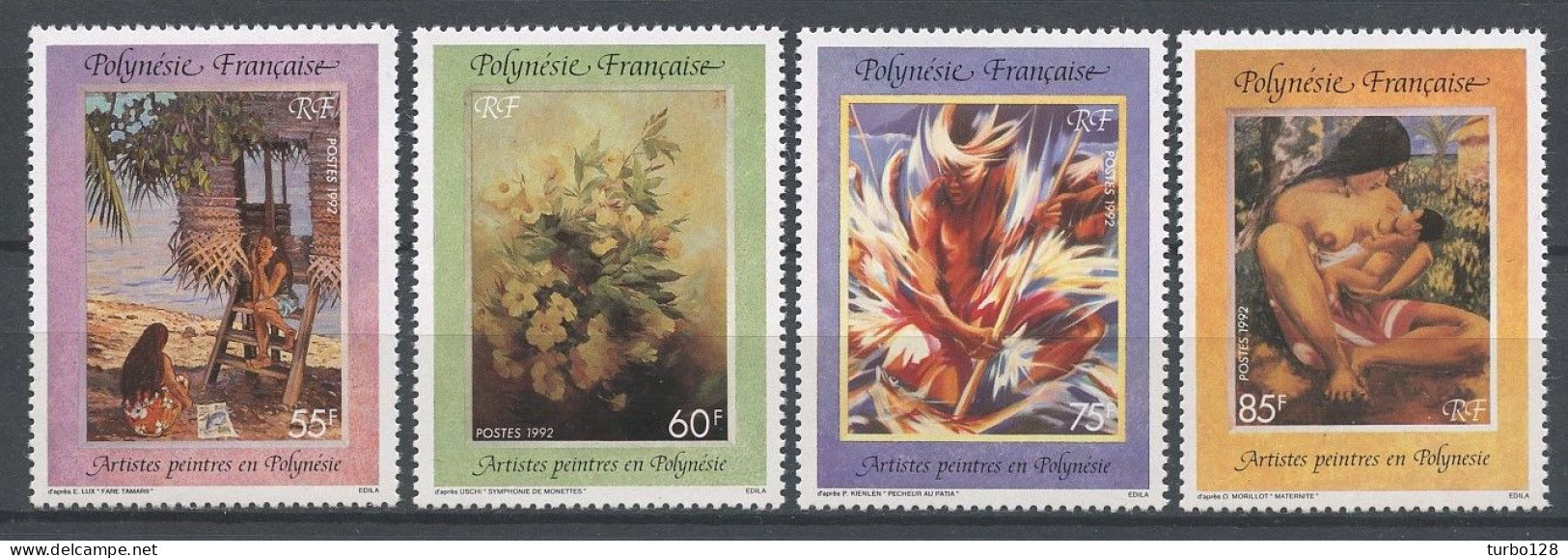 POLYNESIE 1992 N° 422/425 ** Neufs MNH Superbes C 7 € Artistes Peintres Tableaux Pêcheurs Fishing Maternité Fare Tamarii - Neufs