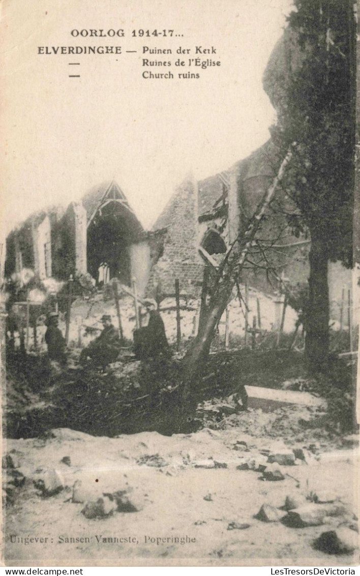 BELGIQUE - Ypres - Evelrdinghe - Ruines Del'Eglise - Carte Postale Ancienne - Ieper