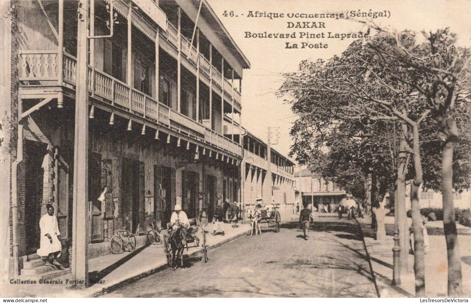 SENEGAL - Afrique Occidentale - Dakar - Boulevard Pinet Laprade - La Poste  - Carte Postale Ancienne - Senegal