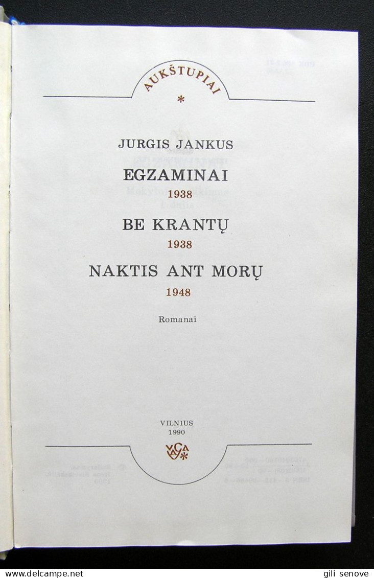 Lithuanian Book / Egzaminai; Be Krantų; Naktis Ant Morų 1990 - Cultura