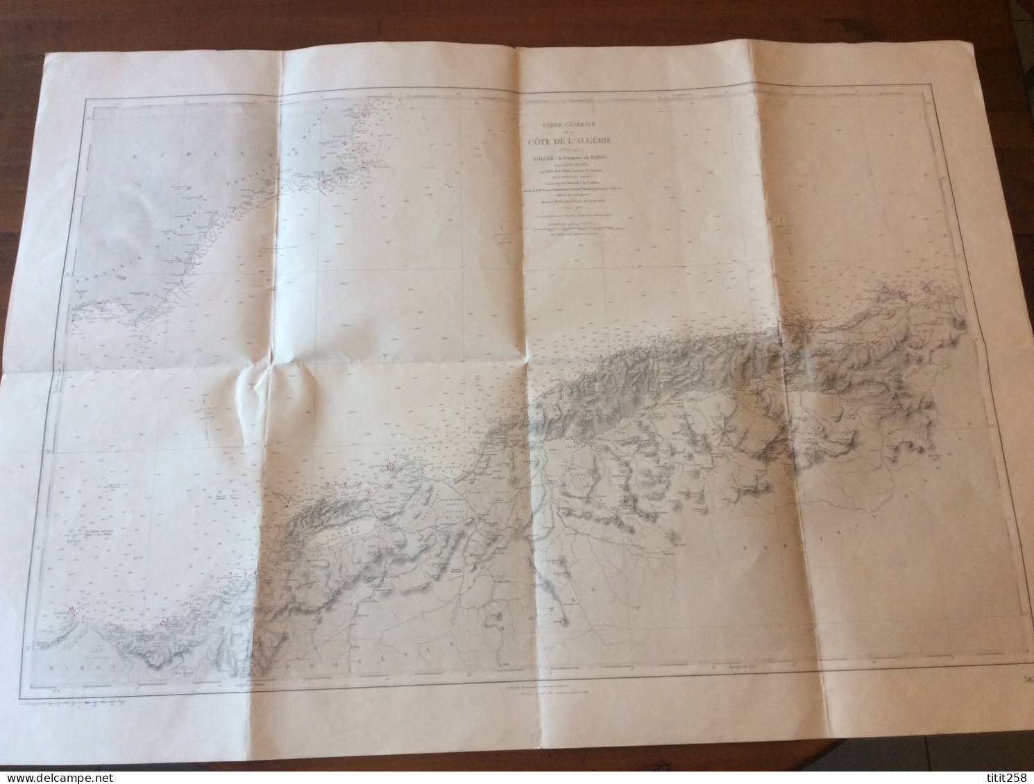 Belle Carte Générale Cartonnée Côte De L'algérie Alger / Maroc Sous Marin Galatée 1936 . Imprimerie Renage 38 Isére - Nautical Charts