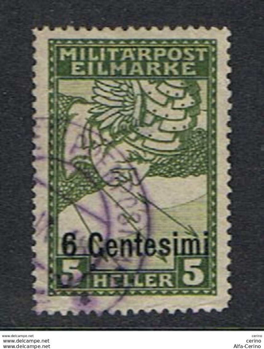 OCCUPAZIONE  AUSTRIACA:  1918  ESPRESSO  SOPRASTAMPATO  -  6 C./5 H. VERDE  OLIVA  US. -  ASSOTIGLIATO  -  SASS. 2 - Austrian Occupation