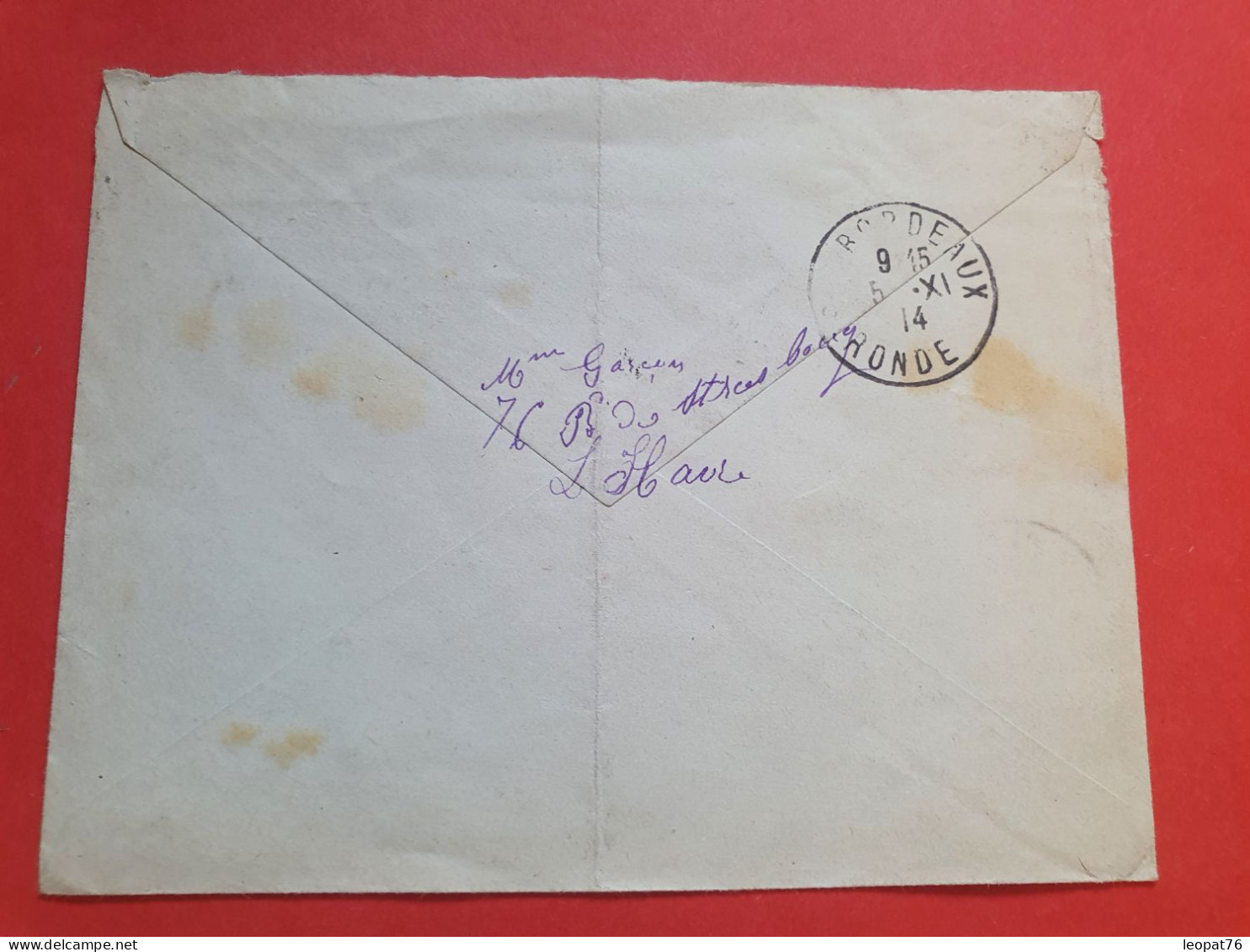 Belgique - Enveloppe Du Havre Pour La Banque De France De Bordeaux En 1914 - Réf S 28 - Other & Unclassified