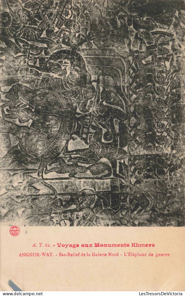 CAMBODGE - Angkor Wat - Bas Relief De La Galerie Nord - L'éléphant De Guerre - Temple Khmer - Carte Postale Ancienne - Kambodscha