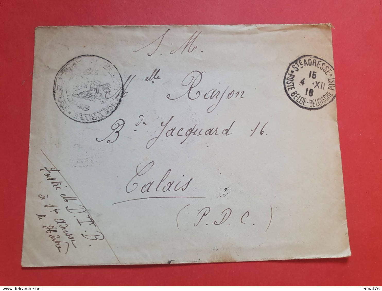 Belgique - Enveloppe En Fm De Ste Adresse Pour Calais En 1916 - Réf S 30 - Esercito Belga