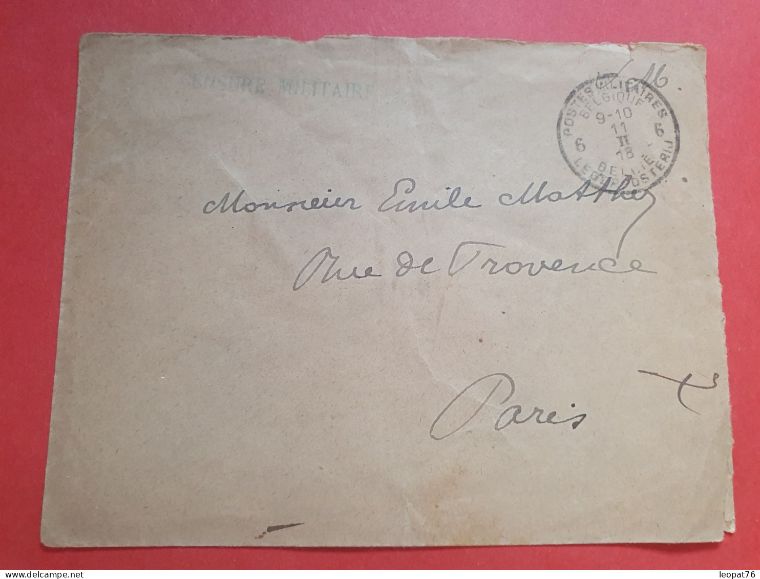 Belgique - Cachet De Censure En Vert Sur Enveloppe En Fm De Ste Adresse Pour Paris En 1918 - Réf S 31 - Army: Belgium