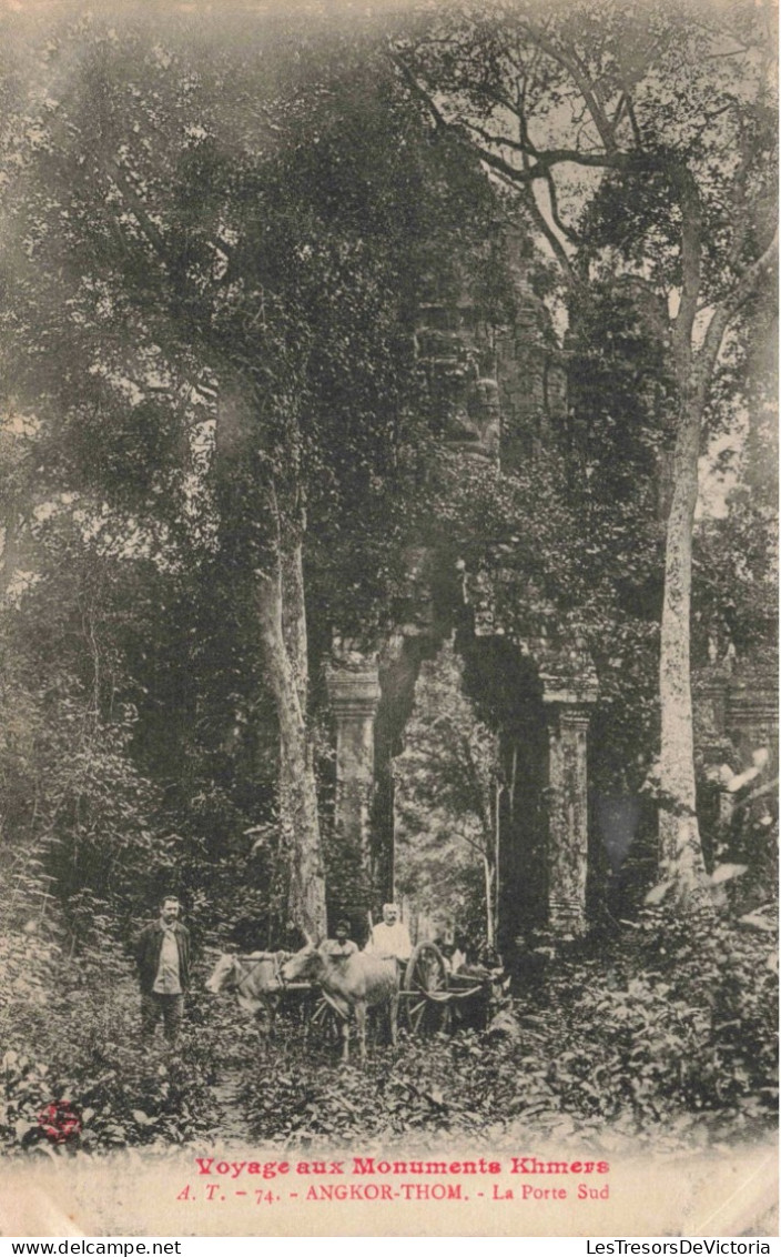 CAMBODGE - Angkor Thom - La Porte Sud - Temple Khmer - Carte Postale Ancienne - Cambodge