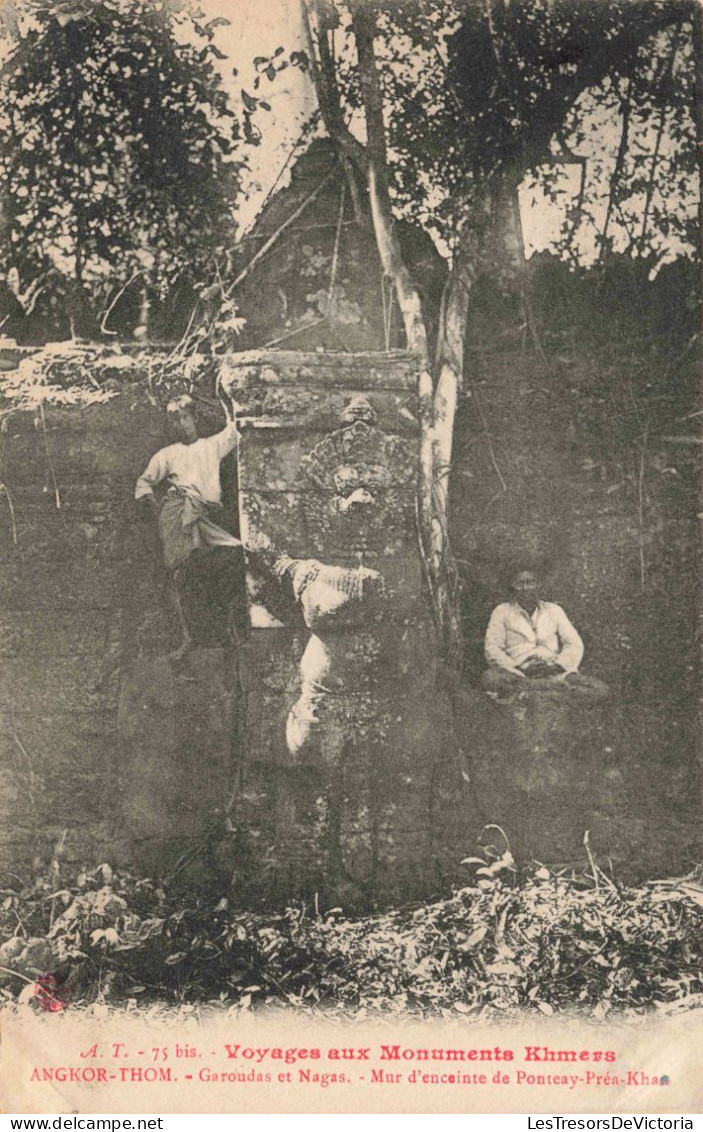 CAMBODGE - Angkor Thom - Garoudas Et Nagas - Mur D'enceinte - Temple Khmer - Carte Postale Ancienne - Cambogia