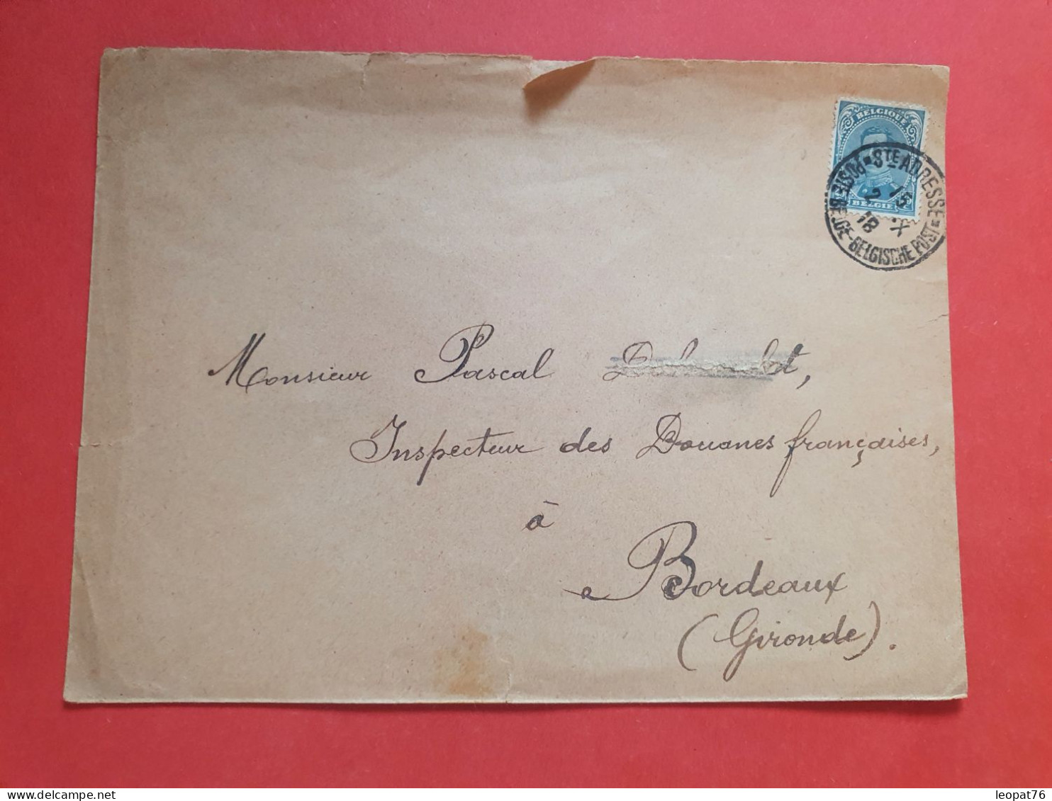 Belgique - Enveloppe De Ste Adresse Pour Les Douanes Françaises à Bordeaux En 1918 - Réf S 34 - Altri & Non Classificati