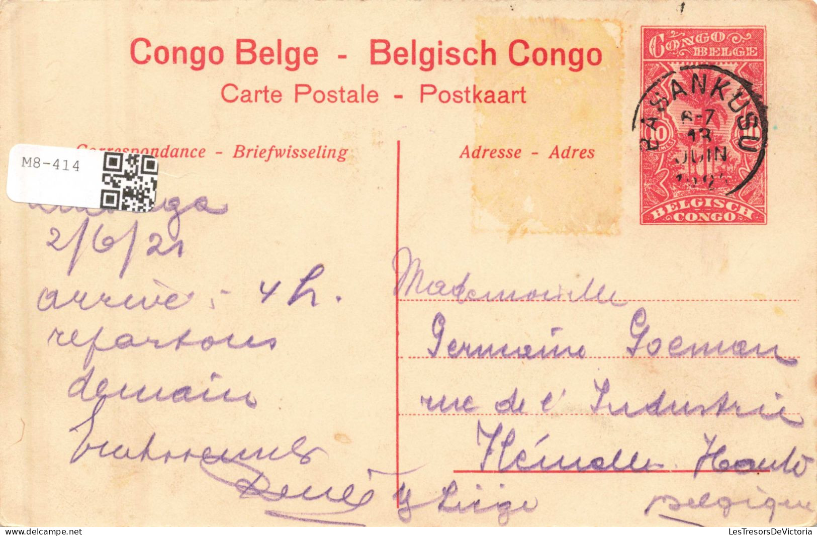 CONGO BELGE - Shinkakasa - Steamer Chargeant Des Galets - Carte Postale Ancienne - Belgian Congo