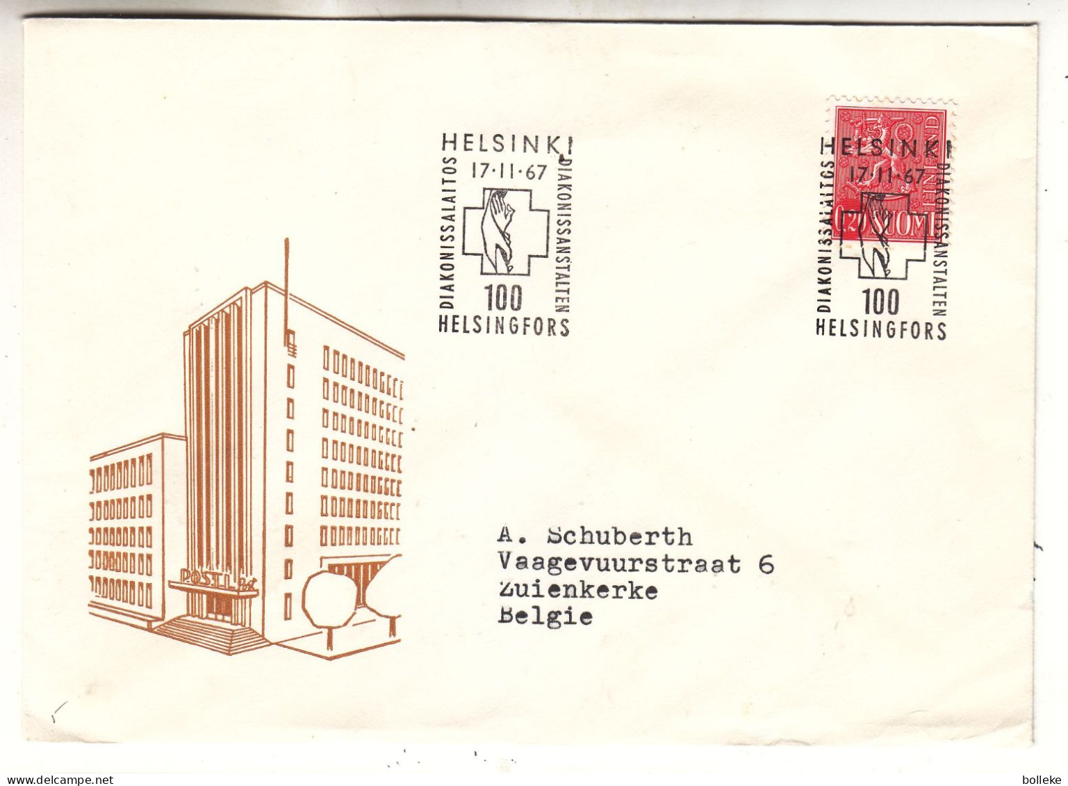 Finlande - Lettre De 1967 - Oblit Helsinki - Exp Vers Zuienkerke - - Storia Postale