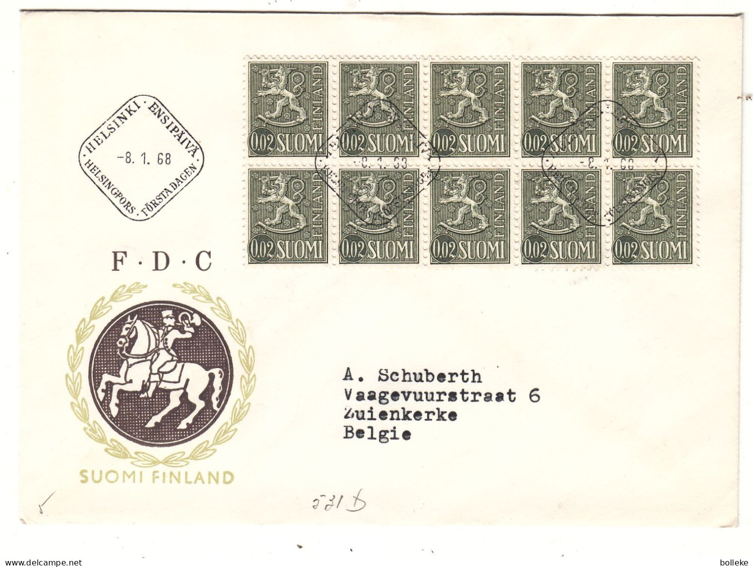 Finlande - Lettre De 1968 - Oblit Helsinki - Exp Vers Zuienkerke - - Lettres & Documents