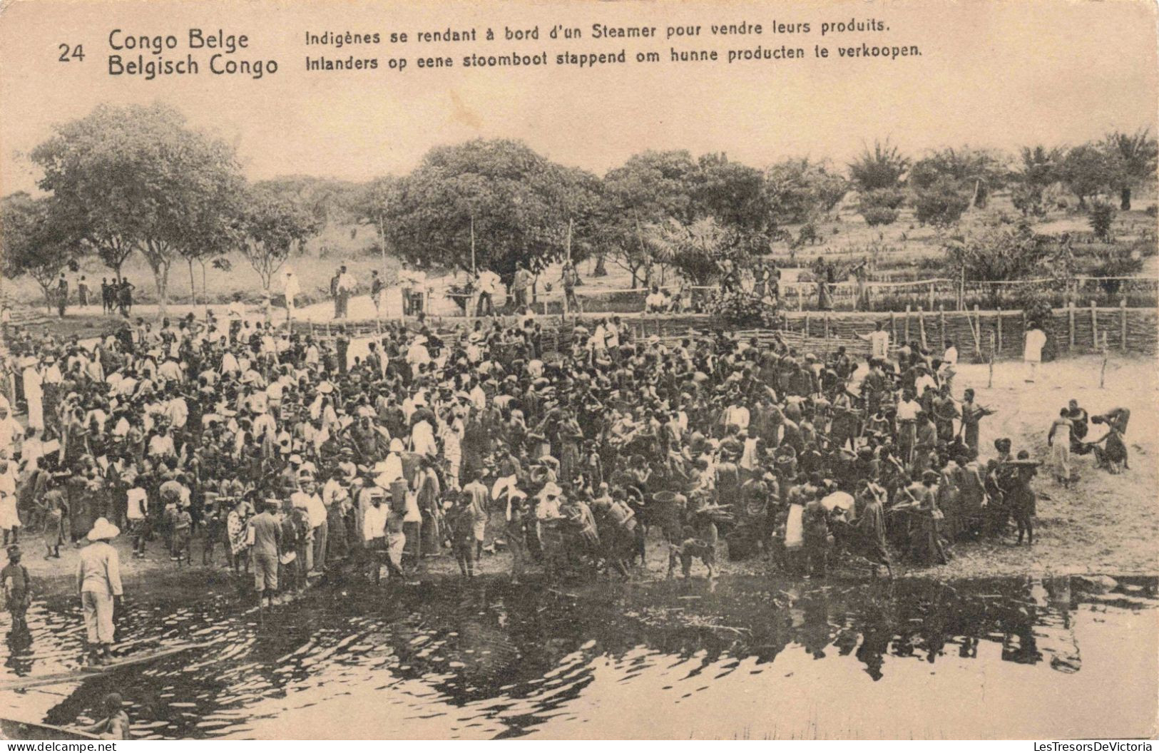 CONGO - Indigènes Se Rendant à Bords D'un Steamer Pour Vendre Leurs Produits - Carte Postale Ancienne - Belgian Congo