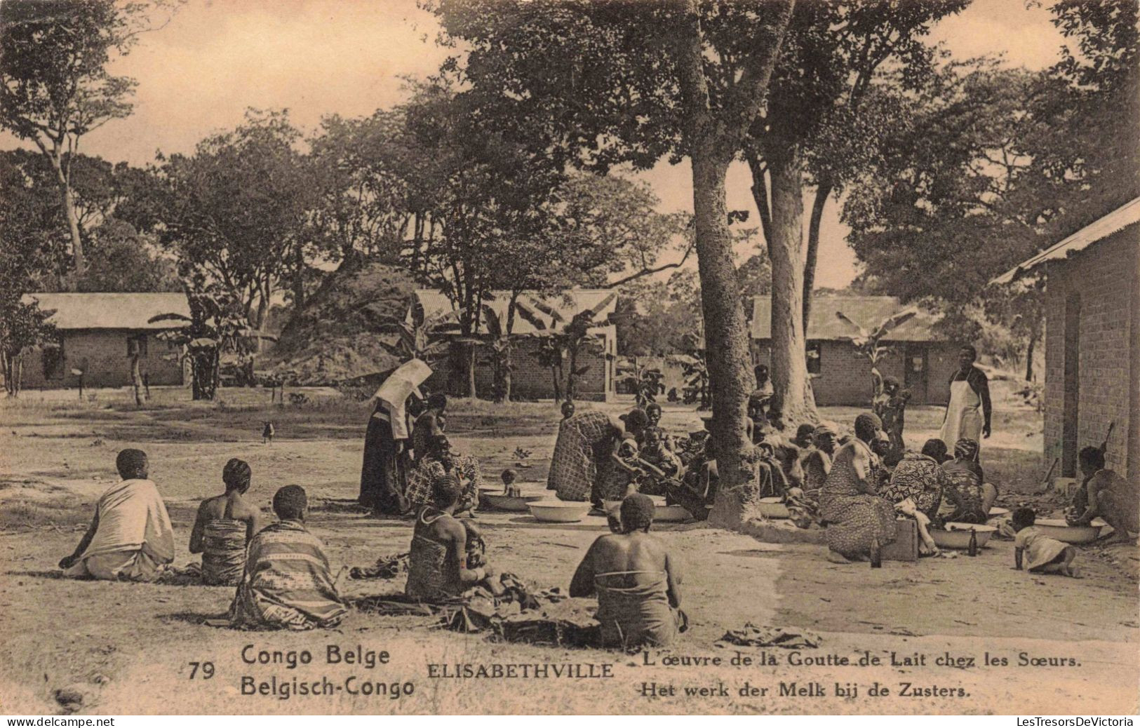 CONGO - Elisabeth Ville - L'oeuvre De La Goutte De Lait Chez Les Soeurs - Carte Postale Ancienne - Congo Belga