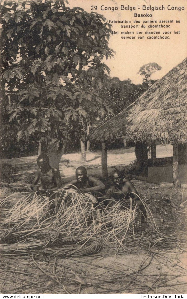 CONGO - Basoko - Fabrication Des Paniers Servant Au Transport De Caoutchouc - Carte Postale Ancienne - Congo Belge