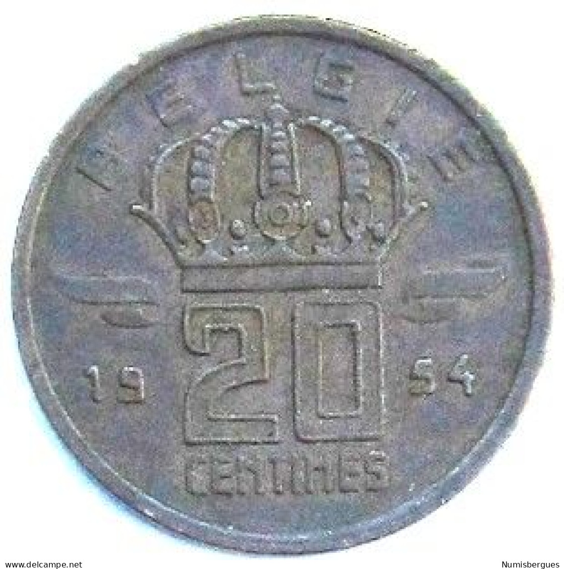Pièce De Monnaie 20 Centimes 1954 Version Belgie - 20 Cents