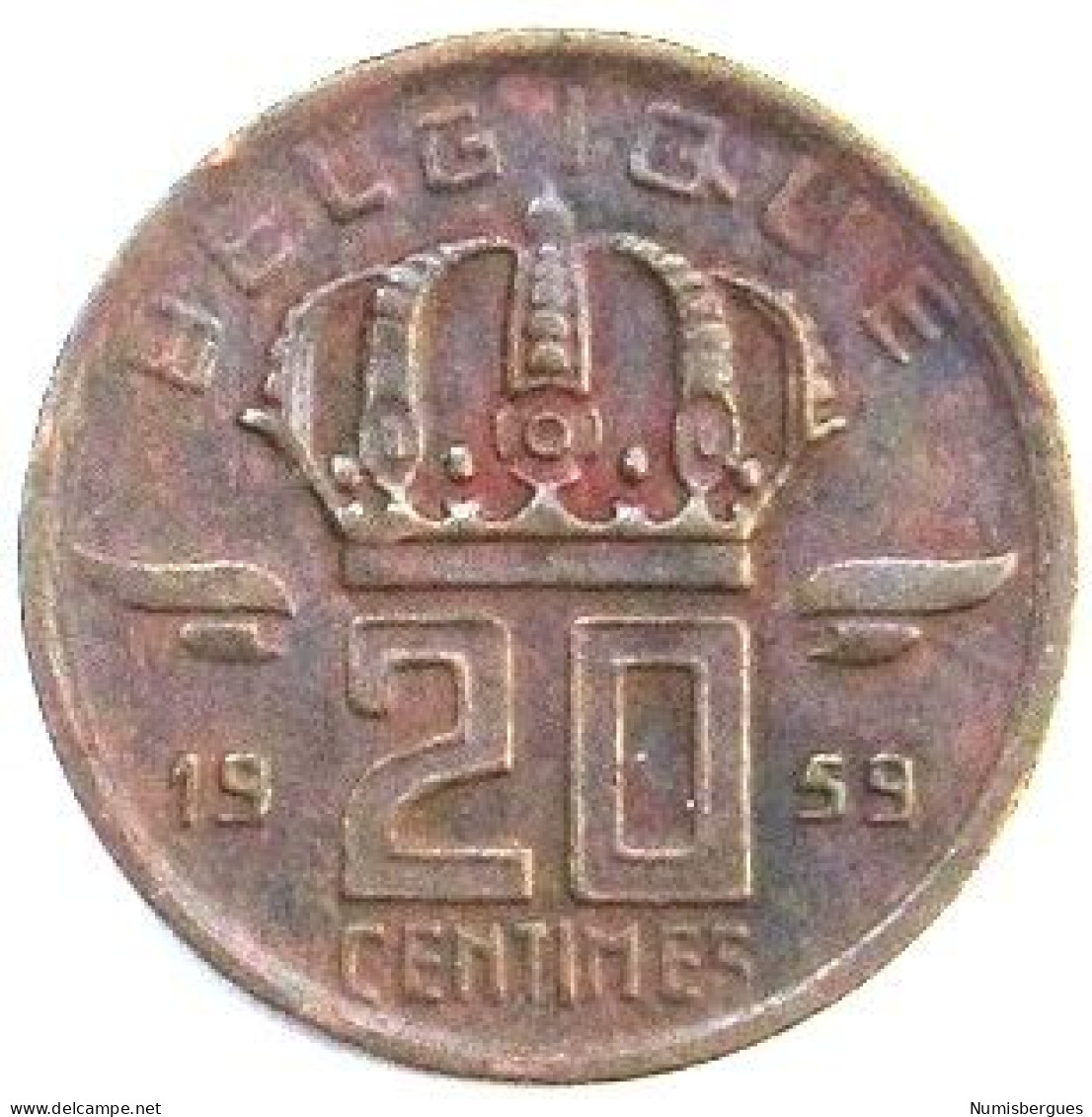 Pièce De Monnaie 20 Centimes 1959    Version Belgique - 20 Cents