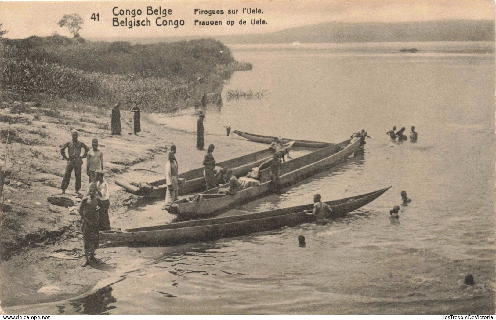 CONGO - Pirogues Sur L'Uele - Carte Postale Ancienne - Congo Belga